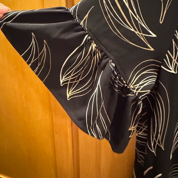 Chico’s A-line 3/4 black print dress size 3 (14-16) - Picture 3 of 5